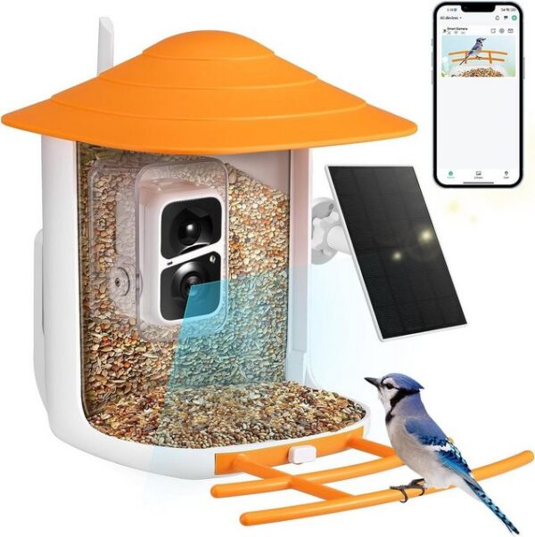 Welikera Vogelhaus Vogelfutterhaus mit Kamera,APP,1,8L,Wetterfest,1080P-Bildern/Videos