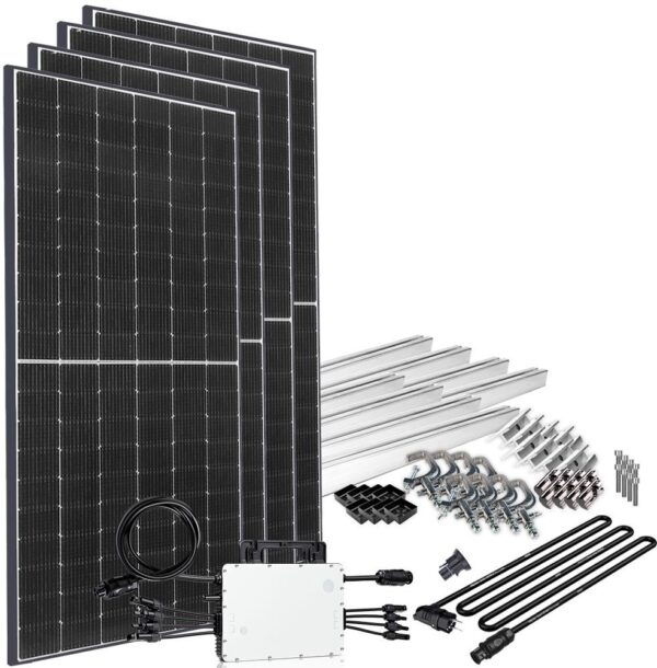 offgridtec Solaranlage "Solar-Direct 1660W HM-1500", Schuko-Anschluss, 10 m Anschlusskabel, Montageset Balkongeländer