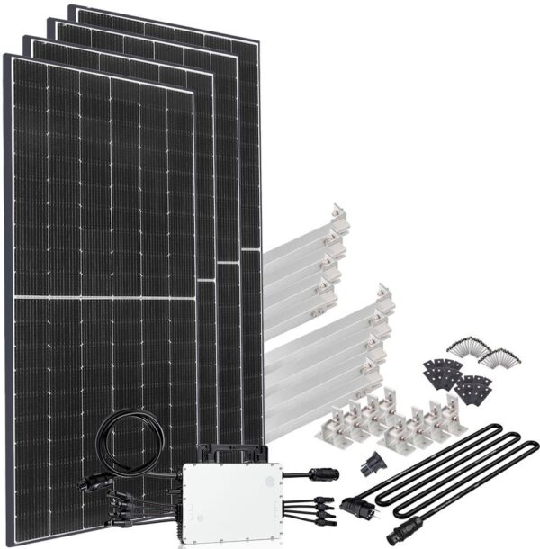 offgridtec Solaranlage "Solar-Direct 1660W HM-1500", Schuko-Anschluss, 10 m Anschlusskabel, Montageset Flachdach