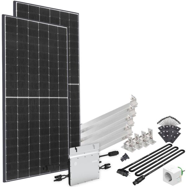 offgridtec Solaranlage "Solar-Direct 830W HM-800", Schukosteckdose, 10m Kabel, Montageset für Flachdach, Stromzähler