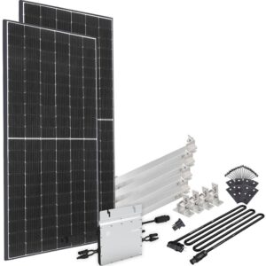 offgridtec Solaranlage "Solar-Direct 830W HM-800", Schukosteckdose, 5 m Anschlusskabel, Montageset für Flachdach