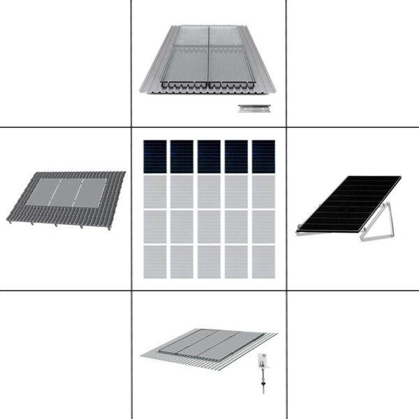 1 reihiges Befestigungssystem für Solarmodule, Montage zur Hochkant Verlegung bei 2 Module für Trapezblechdach