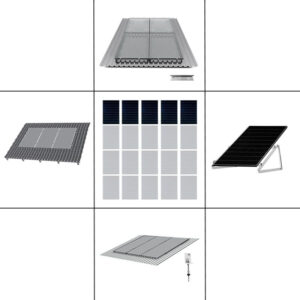 1 reihiges Befestigungssystem für Solarmodule, Montage zur Hochkant Verlegung bei 2 Modulen für Aufständerung