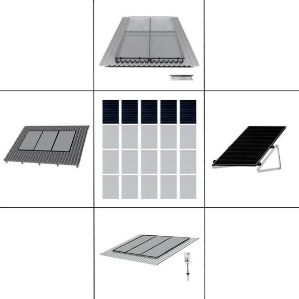 1 reihiges schwarzes Befestigungssystem für Solarmodule zur Hochkant Verlegung für 1 Modul für Trapezblechdach