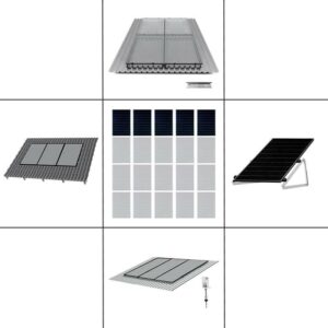 1 reihiges schwarzes Befestigungssystem für Solarmodule zur Hochkant Verlegung für 2 Module für Trapezblechdach