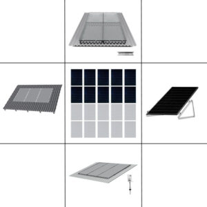 2 reihiges Befestigungssystem für Solarmodule, Montage zur Hochkant Verlegung bei 10 Module für Trapezblechdach