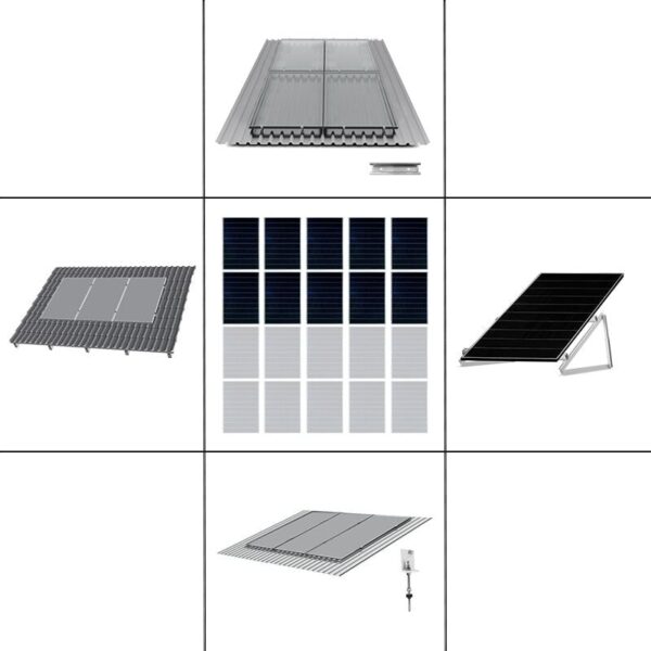 2 reihiges Befestigungssystem für Solarmodule, Montage zur Hochkant Verlegung bei 2 Module für Trapezblechdach