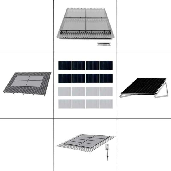 2 reihiges Befestigungssystem für Solarmodule, Montage zur Quer Verlegung für 10 Module für Trapezblechdach