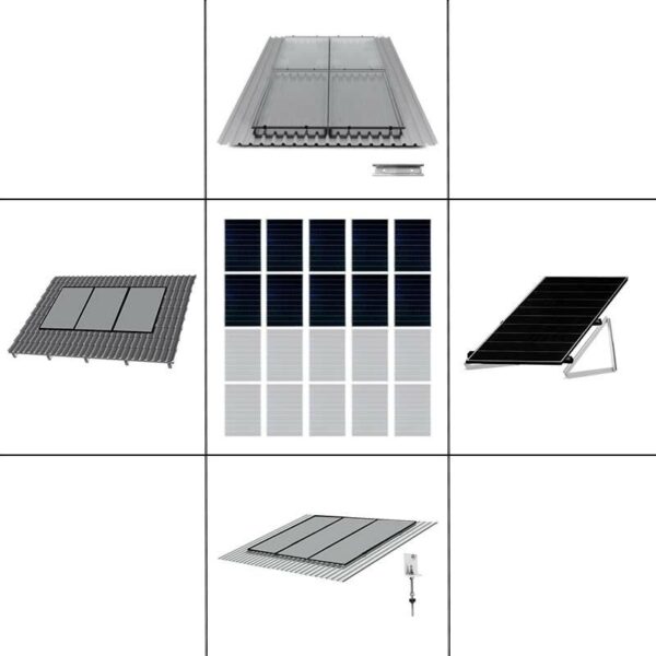 2 reihiges Befestigungssystem für Solarmodule schwarz, Montage zur Hochkant Verlegung für 2 Module für Trapezblechdach