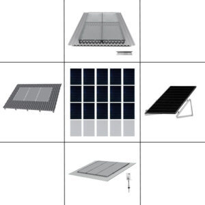 3 reihiges Befestigungssystem für Solarmodule, Montage zur Hochkant Verlegung bei 12 Module für Trapezblechdach