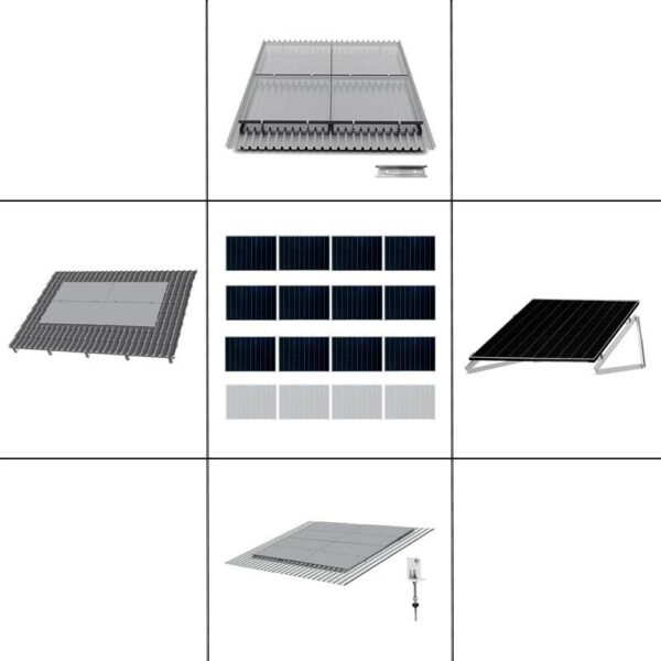 3 reihiges Befestigungssystem für Solarmodule, Montage zur Quer Verlegung für 3 Module für Trapezblechdach