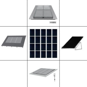 4 reihiges Befestigungssystem für Solarmodule, Montage zur Hochkant Verlegung bei 4 Module für Trapezblechdach