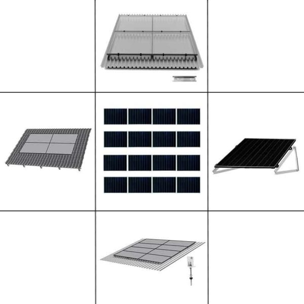 4-reihiges Befestigungssystem für Solarmodule, Montage zur Quer Verlegung für 4 Module für Trapezblechdach