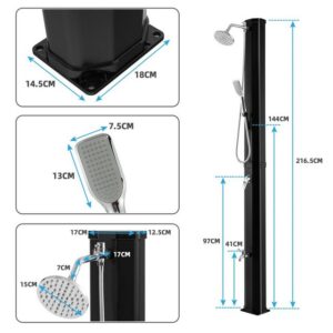 COSTWAY Solardusche 35L Gartendusche, max. 60°C, ohne Stromanschluss, mit Handbrause