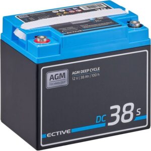 ECTIVE ECTIVE Deep Cycle AGM Batterie 12V 38Ah m Display für Wohnmobil Batterie