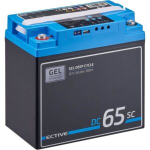 ECTIVE ECTIVE Deep Cycle Gel Solar Batterie 12V 65Ah Laderegler USB Display Batterie