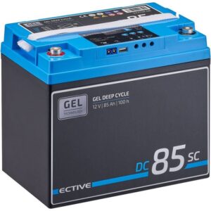 ECTIVE ECTIVE Deep Cycle Gel Solar Batterie 12V 85Ah Laderegler USB Display Batterie