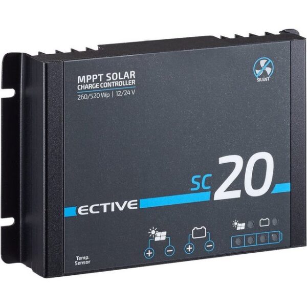 ECTIVE Solarladeregler ECTIVE MPPT Solar Laderegler SC 20 SILENT 260/520WP 12V 24V Batterie