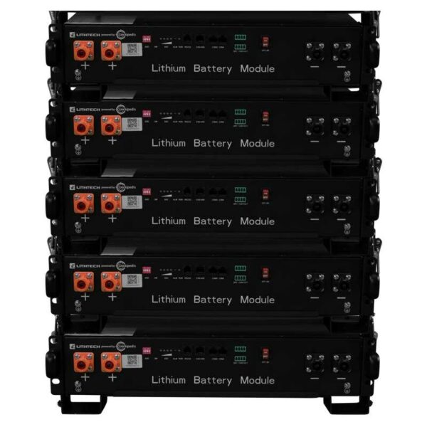 Lithium Solar Stromspeicher LiFePo Batterie Lithtech TE-2000 2,4-12 kWh 48V 5 Stück (12 kWh) mit Rack