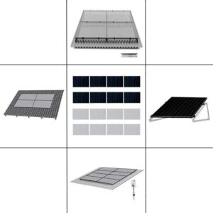 Mounting Systems - 2 reihiges Befestigungssystem für Solarmodule, Montage zur Quer Verlegung für 2 Module für Flachdach mit Aufständerung