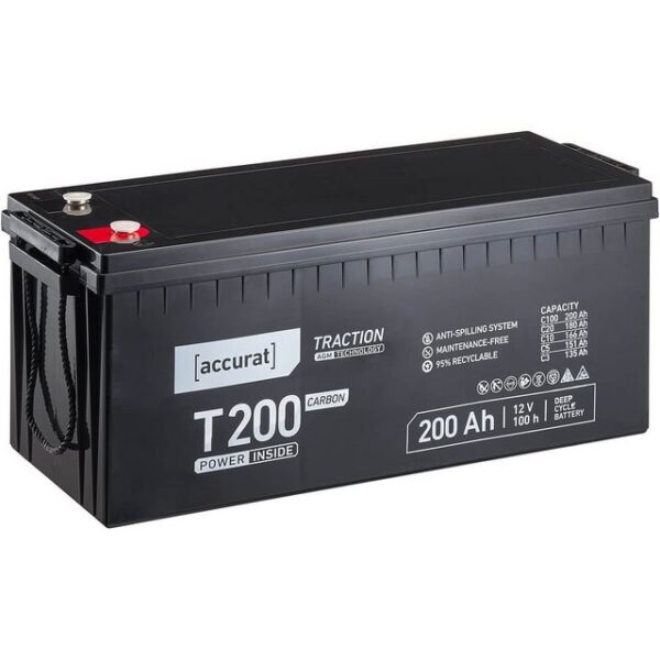 accurat 200Ah 12V AGM Carbon Batterie für Solaranlagen Batterie