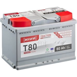 accurat AGM Batterie 12V 80Ah für Wohnmobil, Wohnwagen, Camper, Camping, Solar Batterie