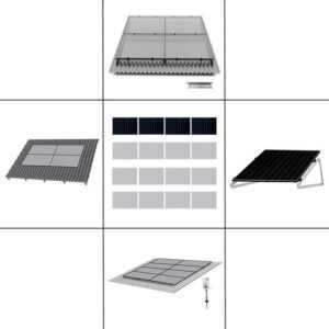 1 reihiges Befestigungssystem schwarz für Solarmodule, Montage zur Quer Verlegung für 1 Modul für Flachdach