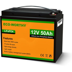 12V 50Ah LiFePO4 Akku Lithium batterie wiederaufladbar mit über 3000 Mal Tiefzyklus und BMS-Schutz für Wohnmobile, Boote, Solaranlagen, Windanlagen,