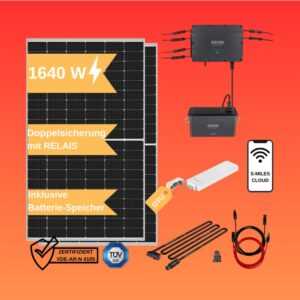 1640 W / 1500 W drosselbar 600W / 800W Balkonkraftwerk Speicher Batterie 1920 Wh 0% nach §12 Abs. 3 UstG