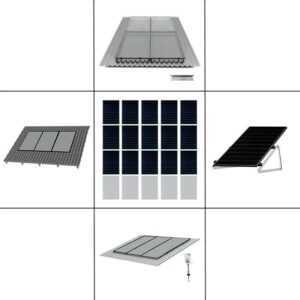 3 reihiges Befestigungssystem für Solarmodule schwarz, Montage zur Hochkant Verlegung für 3 Module für Flachdach