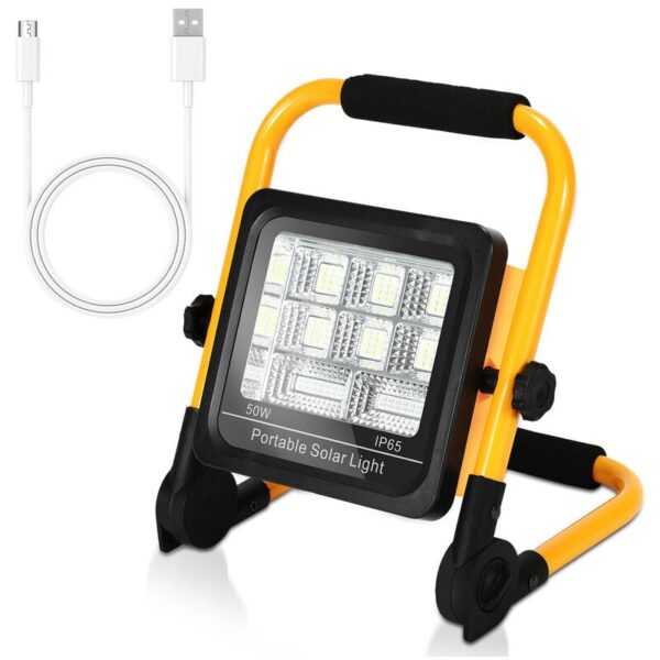 50W led Baustrahler led Fluter Arbeitsscheinwerfer inkl. Standgestell und Netzkabel Wasserdicht IP65 für Garage, Garten, Baustelle - Gelb - Wolketon