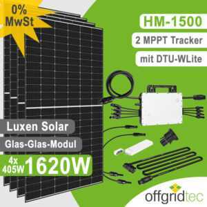 Balkonkraftwerk 1620W HM-1500 DTU-WLite Luxen S5 Glas-Glas 405W Mini-PV Solaranlage - Offgridtec