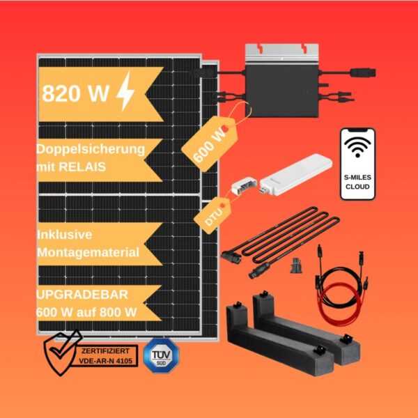 Balkonkraftwerk 820 w mit Montage-Set Solaranlage Photovoltaik Wechselrichter 0% nach §12 Abs. 3 UstG