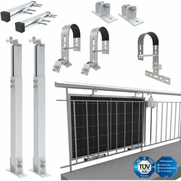 Balkonkraftwerkhalterung Geländer Befestigung 2 Solarmodule Photovoltaik - Nuasol