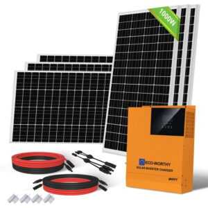 Eco-worthy - 4kWh/Tag Balkonkraftwerk Solarpanel System Stromversorgung für netzunabhängige Haushalte 1000W 24V: 6 Stücke 170W monokristallines