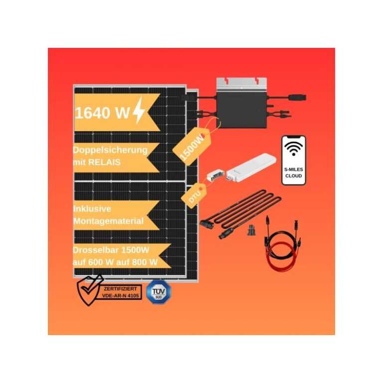 Feueranker – 1640 w / 1500 w drosselbar 600W / 800W Balkonkraftwerk Steckerfertig Hoymiles pv 19%