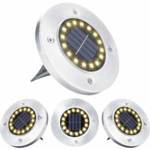 Mumu - Solar-Außenlampe, 16 LEDs, warmweiß, Spotlicht, wasserdicht, Edelstahl, Solar-Bodenleuchte für Terrasse, Hof, Garten, Weg, Garage, Auffahrt,