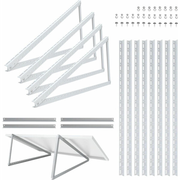 Nuasol - Halterung für Solarpanel Aufständerung bis 118 cm Flachdach pv Solarmodul Verstellbar 0-90° 2er Set Aluminium Montagematerial