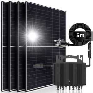 SUNNIVA Solaranlage 1720/1200W BIFACIAL Balkonkraftwerk, 1200,00 W, Monokristallin, (E-Star 1200W Micro-Wechselrichter HERF Wifi Upgradebar Drosselbar, 4x 430W Solarmodule, Solaranlage mit 5m Anschlusskabel, Solarkabel, Photovoltaikanlage), Balkon Mini-PV Anlage genehmigungsfrei Inverter, Solarpanel Solarmodul