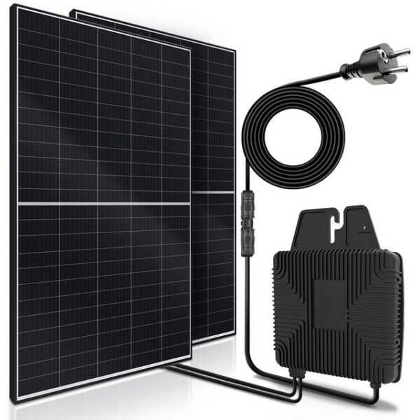 SUNNIVA Solaranlage 830/600W Balkonkraftwerk, 600,00 W, Monokristallin, (BENY 600W Micro-Wechselrichter, 2x 415W Solarmodule, Solaranlage mit 5m Anschlusskabel, Solarkabel, Photovoltaikanlage), Balkon Mini-PV Anlage genehmigungsfrei Inverter Solarpanel, Solarmodul