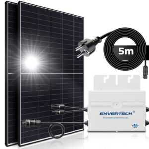 SUNNIVA Solaranlage 860/600W BIFACIAL Balkonkraftwerk, 600,00 W, Monokristallin, (ENVERTECH 600W Micro-Wechselrichter Wifi, 2x 430W Solarmodule, Solaranlage mit 5m Anschlusskabel, Solarkabel, Photovoltaikanlage), Balkon Mini-PV Anlage genehmigungsfrei Inverter, Solarpanel Solarmodul