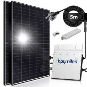 SUNNIVA Solaranlage 860/800W BIFACIAL Balkonkraftwerk, 800,00 W, Monokristallin, (Hoymiles 800W Micro-Wechselrichter Wifi Upgradebar Drosselbar, 2x 430W Solarmodule, Solaranlage mit 5m Anschlusskabel, Solarkabel, Photovoltaikanlage), Balkon Mini-PV Anlage genehmigungsfrei Inverter, Solarpanel Solarmodul