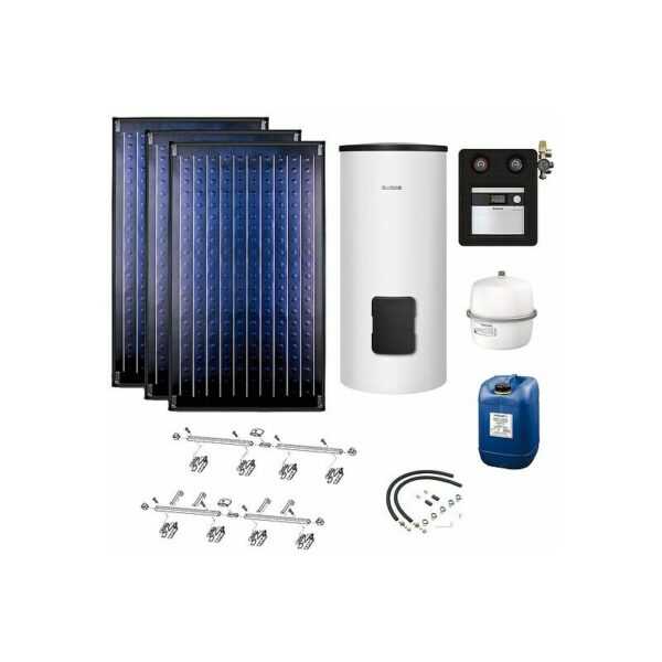 Solaranlage Logaplus S2 - 3 Kollektoren (7,11m²) SKN4.0-s mit Solarspeicher Logalux SM300 weiß - 7739606277 - Buderus