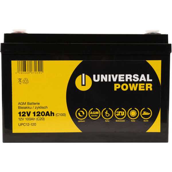 Universal Power - agm UPC12-120 12V 120Ah (C100) Wohnmobilbatterie wartungsfrei