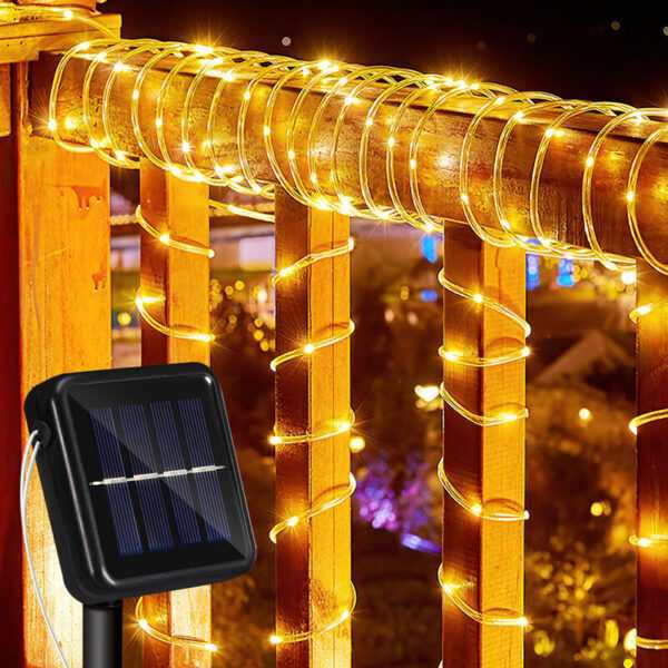 Vingo - 32 m Solar Lichterkette Lichtschlauch led Lichterkette 8 Lichtmodi Party Garten Innen Außen Deko Weihnachtsbeleuchtung - Warmweiß