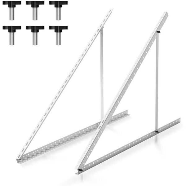 Vingo - Solarpanel Flachdach Halterung PV-Modul Aufständerung Balkonkraftwerk bis 104 cm Neigungswinkel verstellbar 0-90° - Silber