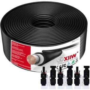 Xiiw - 4mm² Schwarz 10m Solarkabel Solar Verlängerungskabel mit 4x 30A Solarstecker Photovoltaik Solarkabel Verlängerung IP67 Wasserdichter Rot für