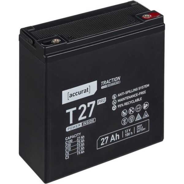 accurat 12V 27Ah AGM VRLA Batterie für Notstrom, USV, Elektromobil Batterie