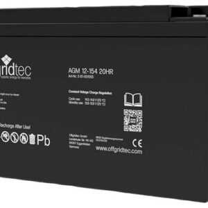 offgridtec AGM Solarbatterie Solarakkus 154000 mAh (12 V, 1 St), Schraubbare M8-Terminals