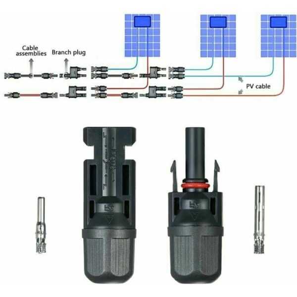 10 Paar MC4 PV-Stecker und -Buchsen, Fittings für Photovoltaik-Solarmodule mit Spezialschlüsseln